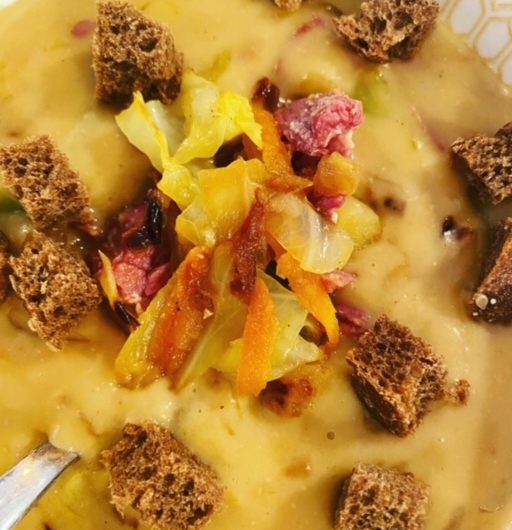Creamy Beer Cheese, Corned Beef and Cabbage Soup