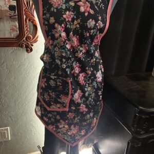 Vintage 1940's Reproduction Black Floral Apron